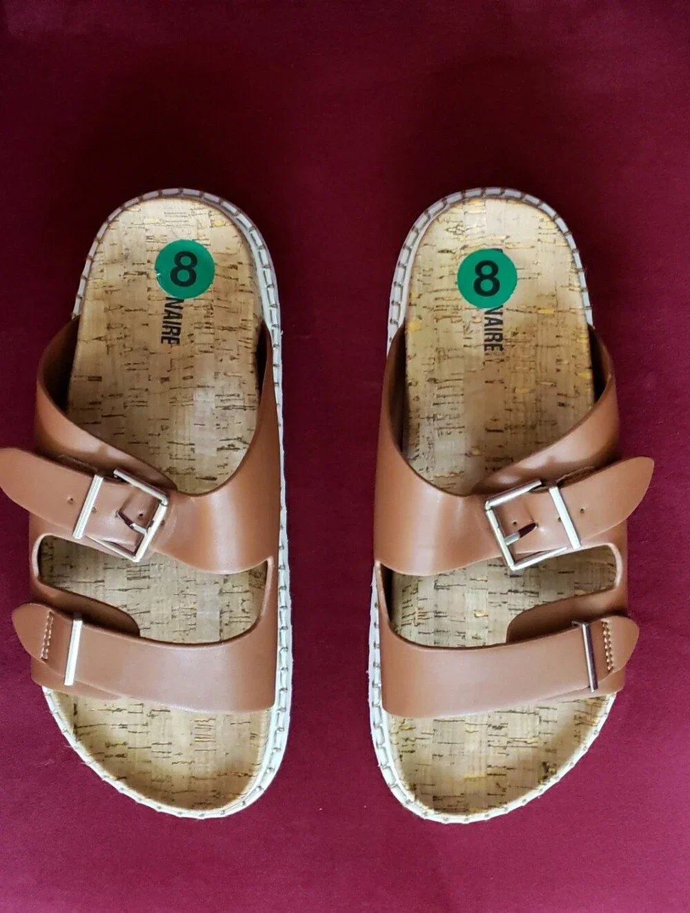 Cushionaire Women’s Double-Buckle Slide Sandals - Tan
